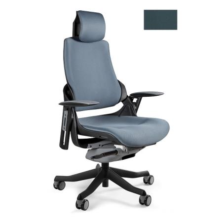 Unique Wau fotel biurowy czarny/tkanina steelblue W-609-B-BL414