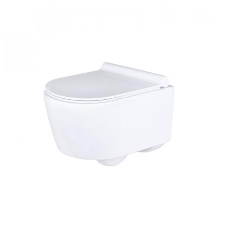 UpTrend Corona Zestaw Toaleta WC 50x35,5x34,5 cm bez kołnierza + deska wolnoopadająca biały połysk TR2197