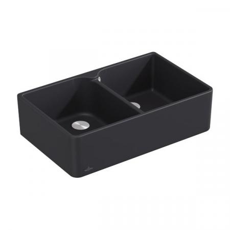 Villeroy&Boch Sink Unit 80 X Zlewozmywak ceramiczny dwukomorowy CeramicPlus 79,5x50 cm czarny Ebony 638001S5
