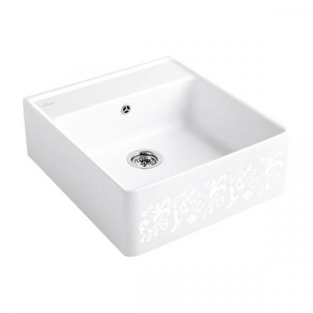 Villeroy&Boch Sink Unit Zlewozmywak ceramiczny jednokomorowy CeramicPlus 59,5x63 cm biały perłowy dekor White Pearl 632061KT
