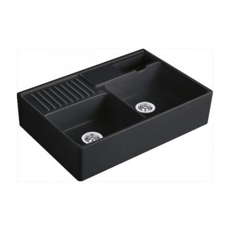 Villeroy&Boch Sink Unit Zlewozmywak ceramiczny dwukomorowy CeramicPlus 89,5x63 cm czarny Ebony 632391S5