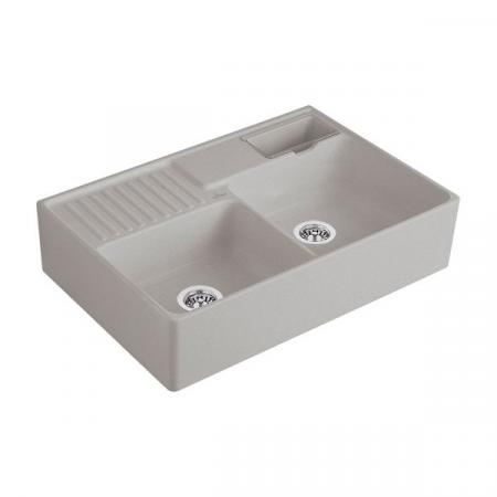 Villeroy&Boch Sink Unit Zlewozmywak ceramiczny dwukomorowy CeramicPlus 89,5x63 cm szary Fossil 632391KD