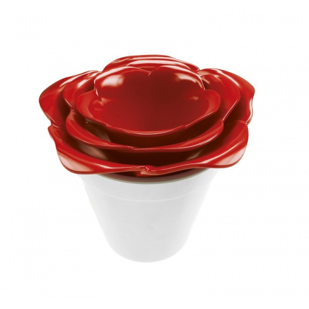 Zak Designs Rose Zestaw misek z pojemnikiem Rose 16x16x13 cm, czerwony/biały 1647-D840
