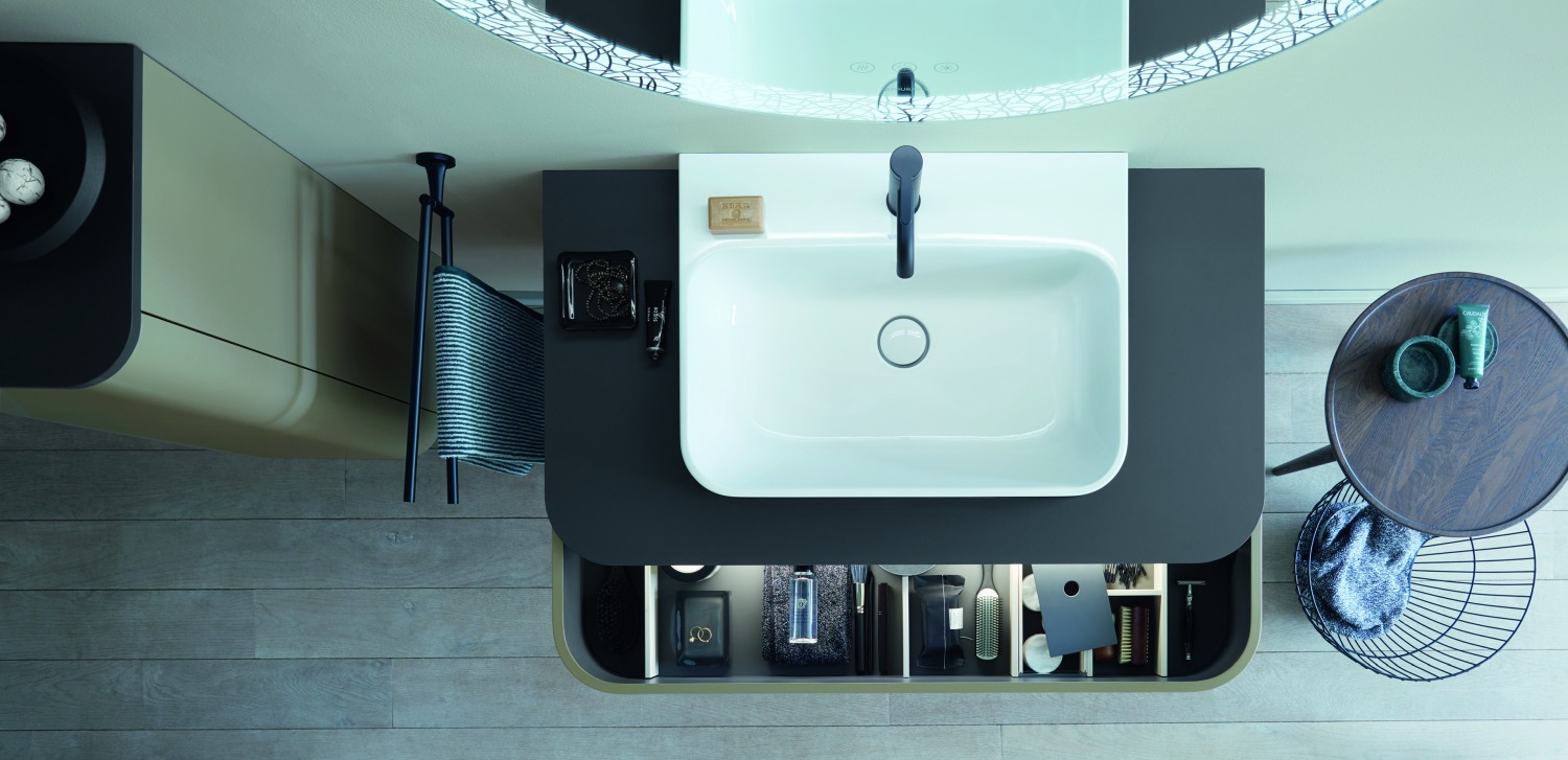 Szafka podumywalkowa z systemem wewnętrznego oświetlenia - www.Łazienkarium.pl duravit happy d.2 plus szafka led, duravit happy d.2 plus szafka, szafka łazienkowa z szufladą z oświetleniem