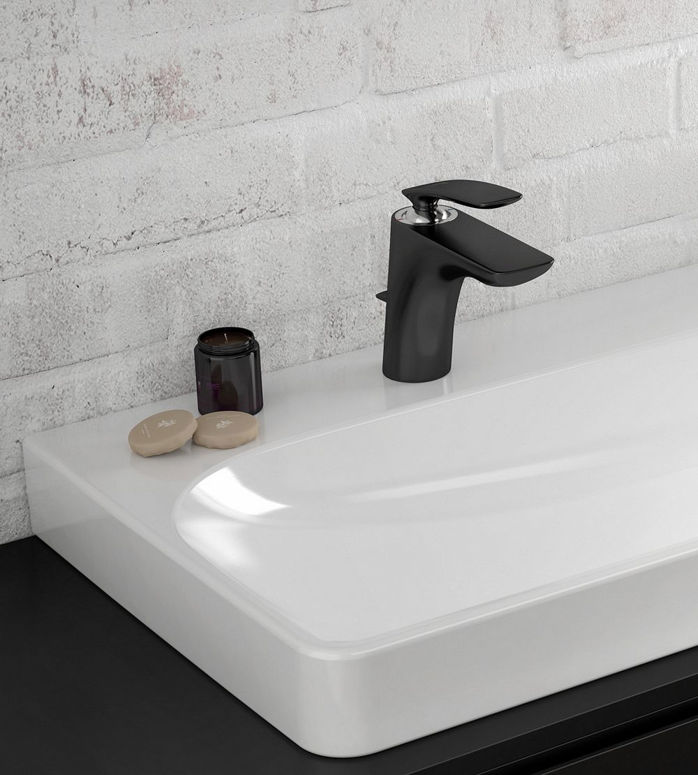 Czarna bateria stojąca Kludi Balance Black - lazienkarium.pl kludi balance black kran do umywalki czarny, czarna wylewka kludi balance black, jak czyścić czarną baterię kludi balance black