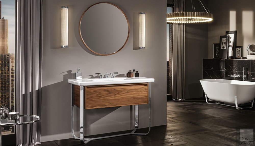 Drewniana szafka pod umywalkę - lazienkarium.pl drewno w łazience, moda na drewno, łazienka z drewnem