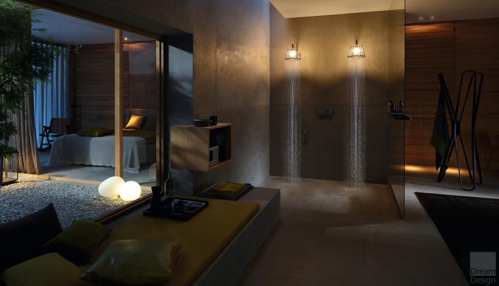 Axor Lamp Shower deszczownice - lazienkarium.pl połączenie łazienki z sypialnią, deszczownice axor lamp shower, deszczownice do łazienki w sypialni