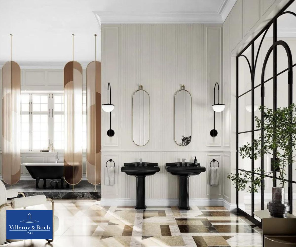 Aranżacja łazienki z Villeroy & Boch Hommage Pure Black - www.Łazienkarium.pl villeroy boch, villeroy&boch hommage pure black, villeroy&boch hommage