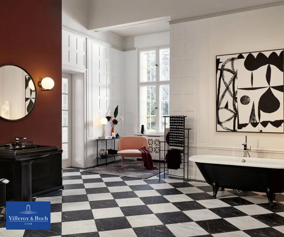 Aranżacja łazienki z Villeroy & Boch Hommage Pure Black - www.Łazienkarium.pl villeroy boch, villeroy&boch hommage pure black, villeroy&boch hommage