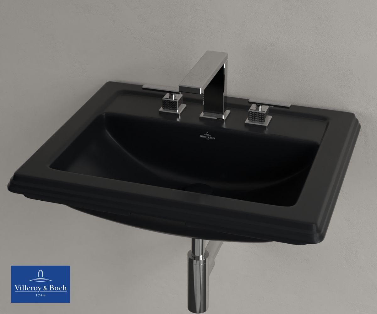 Aranżacja łazienki z Villeroy & Boch Hommage Pure Black - www.Łazienkarium.pl villeroy boch, villeroy&boch hommage pure black, villeroy&boch hommage