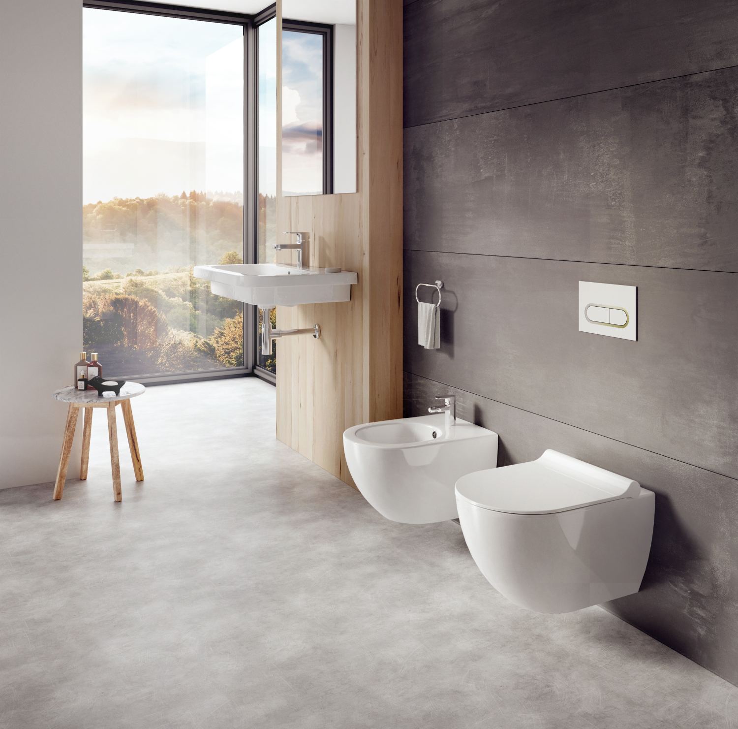 Aranżacja łazienki z bidetem i WC - www.Łazienkarium.pl miska wc i bidet w łazience, podwieszany bidet w łazience, wc i bidet w łazience