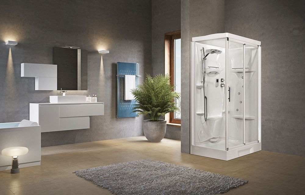 biała kabina prysznicowa, novellini biały prysznic, biała kabina do łazienki