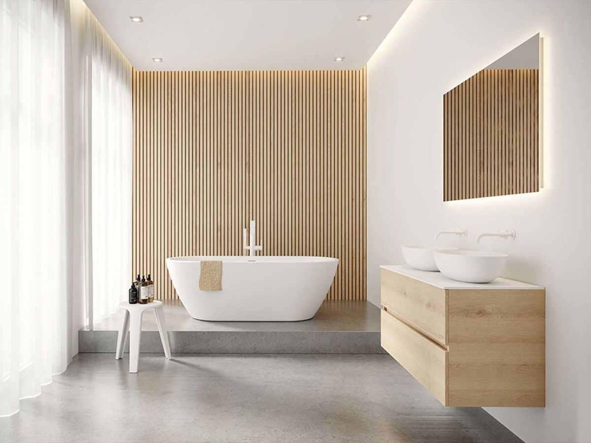 jasna łazienka, jasna łazienka inspiracje, łazienka jasna, jasna łazienka z drewnem, nowoczesna, na poddaszu,aranżacje
