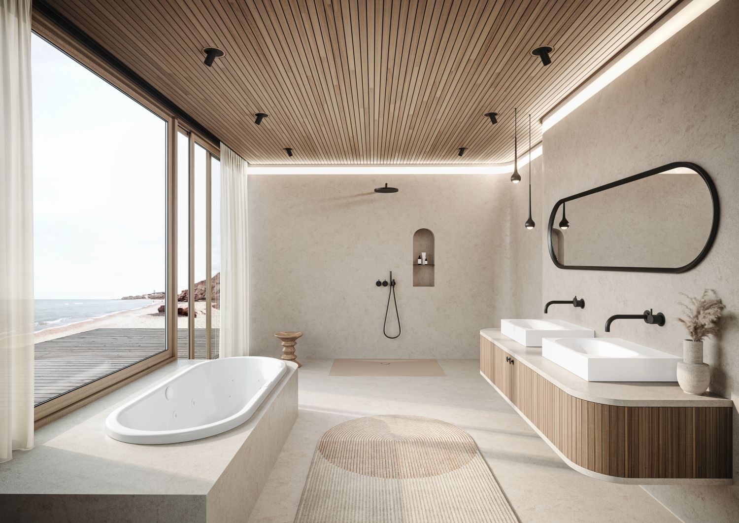 jasna łazienka, jasna łazienka inspiracje, łazienka jasna, jasna łazienka z drewnem, nowoczesna, na poddaszu,aranżacje