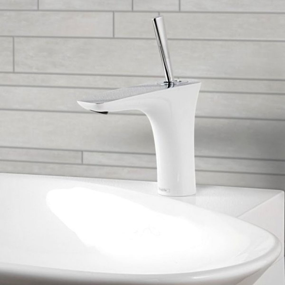 Biała bateria Hansgrohe Puravida - lazienkarium.pl biała bateria umywalkowa, biała bateria łazienkowa, biała bateria do umywalki