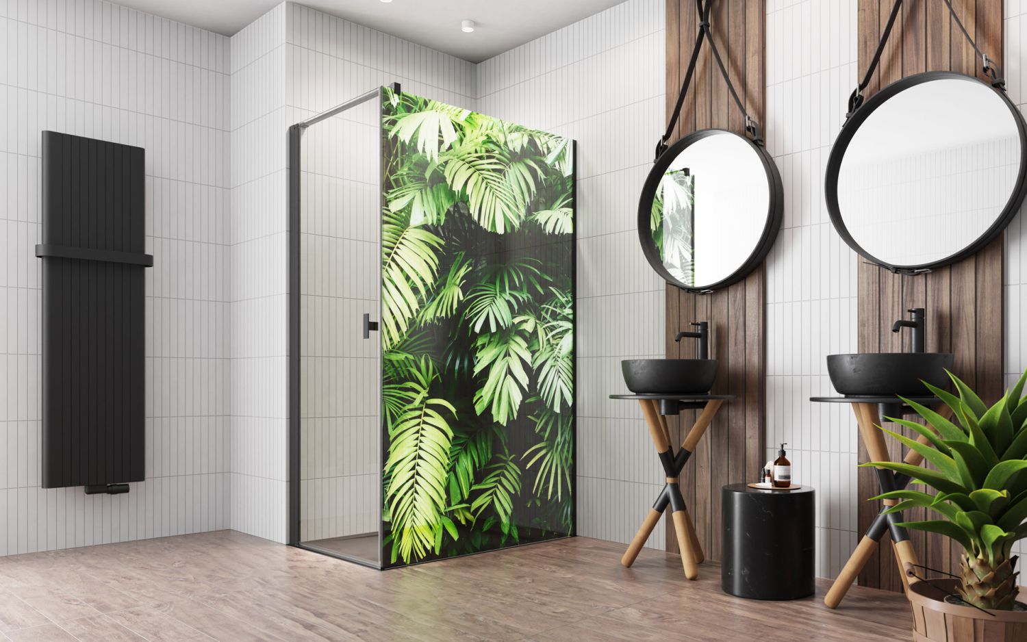 Szaro brązowa łazienka w stylu boho - www.Łazienkarium.pl łazienka boho, łazienka w stylu boho, dodatki boho, wnętrze w stylu boho