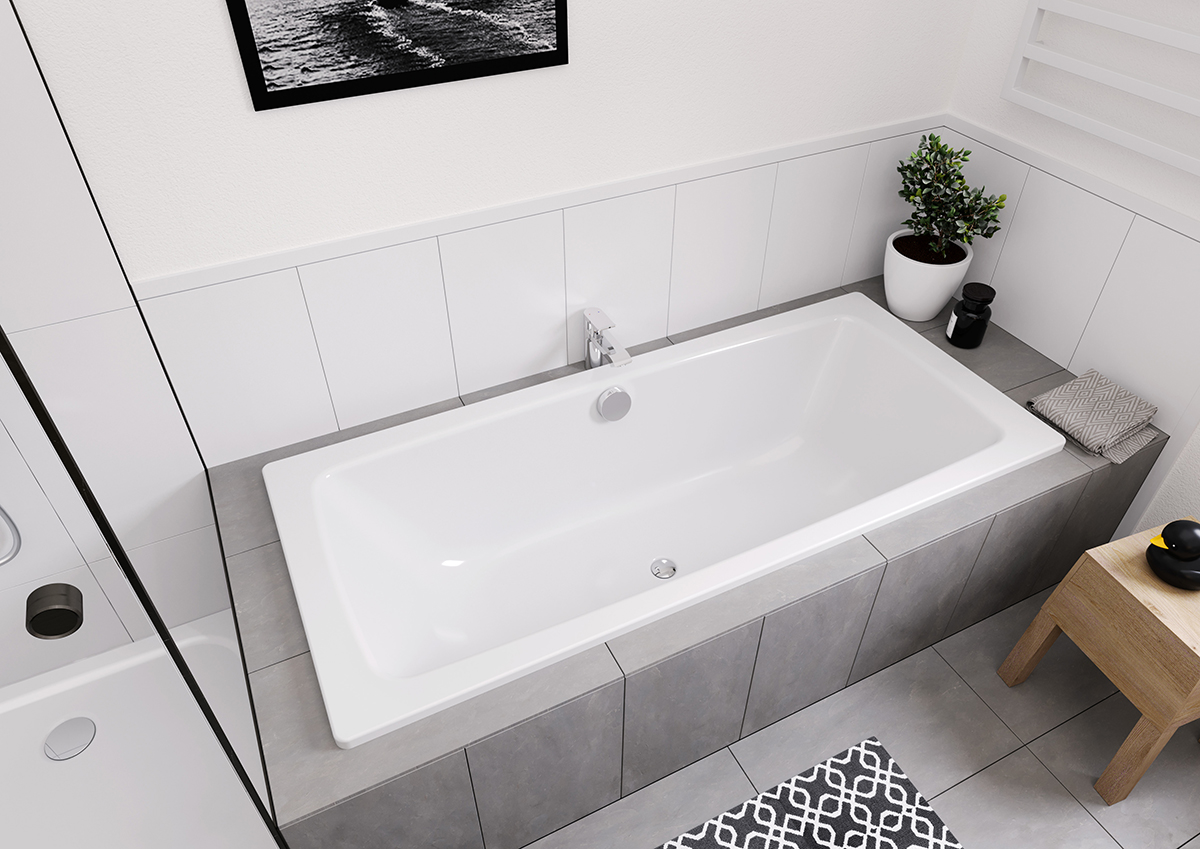 Płytki ceramiczne nad wanną w łazience - www.Łazienkarium.pl płytki ceramiczne obok wanny, płytki tylko przy wannie, wanna obłożona płytkami
