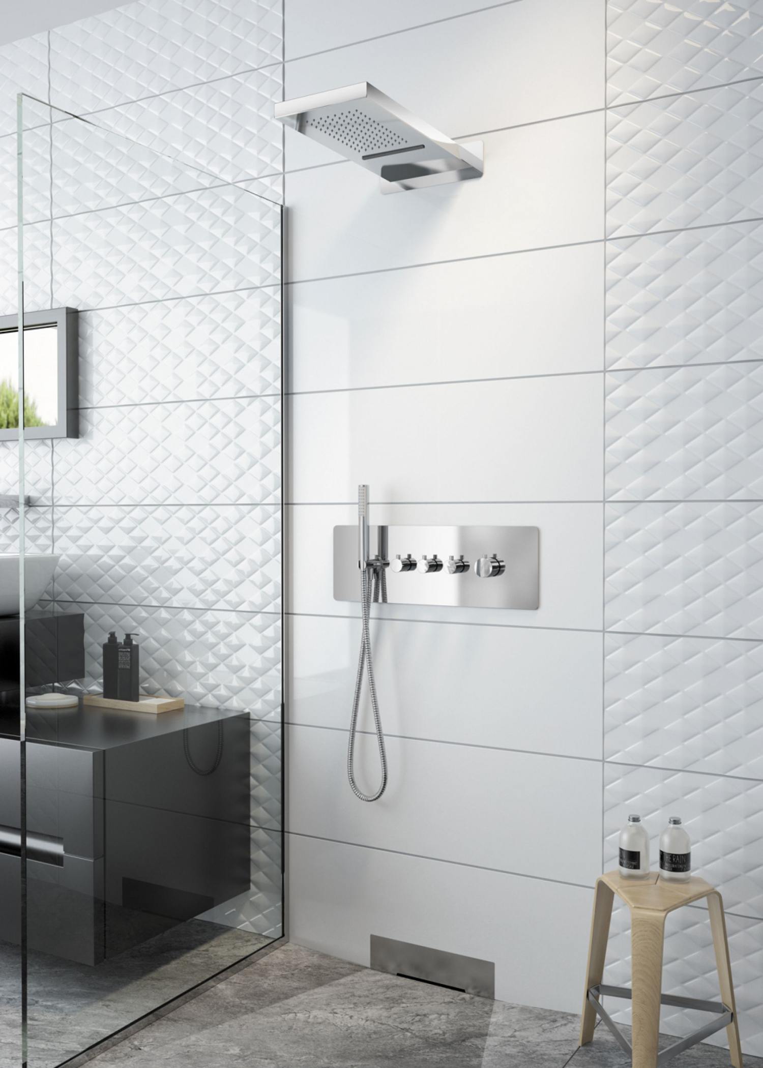 Zestaw prysznicowy z deszczownicą i baterią termostatyczną - www.Łazienkarium.pl deante baterie termostatyczne, baterie termostatyczne deante, bateria deante termostatyczna