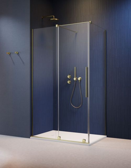 Złote detale w łazience – zobacz najpiękniejsze złote parawany i kabiny prysznicowe Radaway